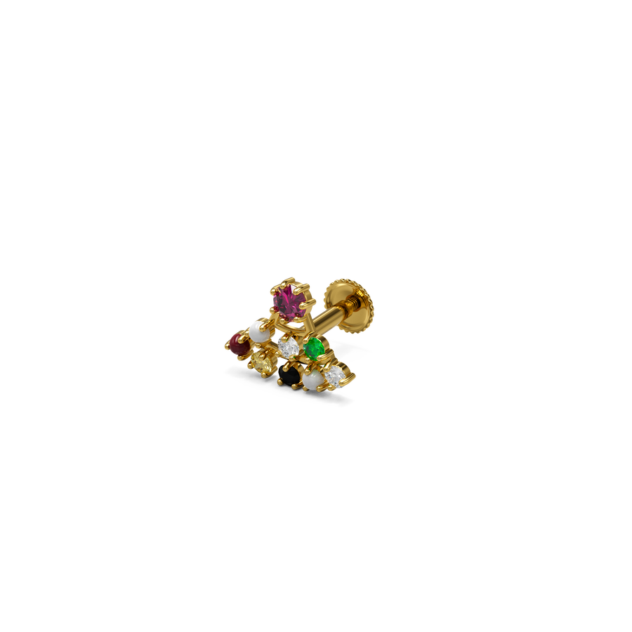 22K Manoa Navaratna Gold Nose Stud