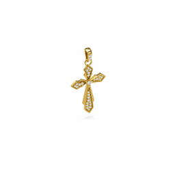 22K White Stone Cross Pendant