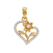 22K Heart Flower Gold Pendant