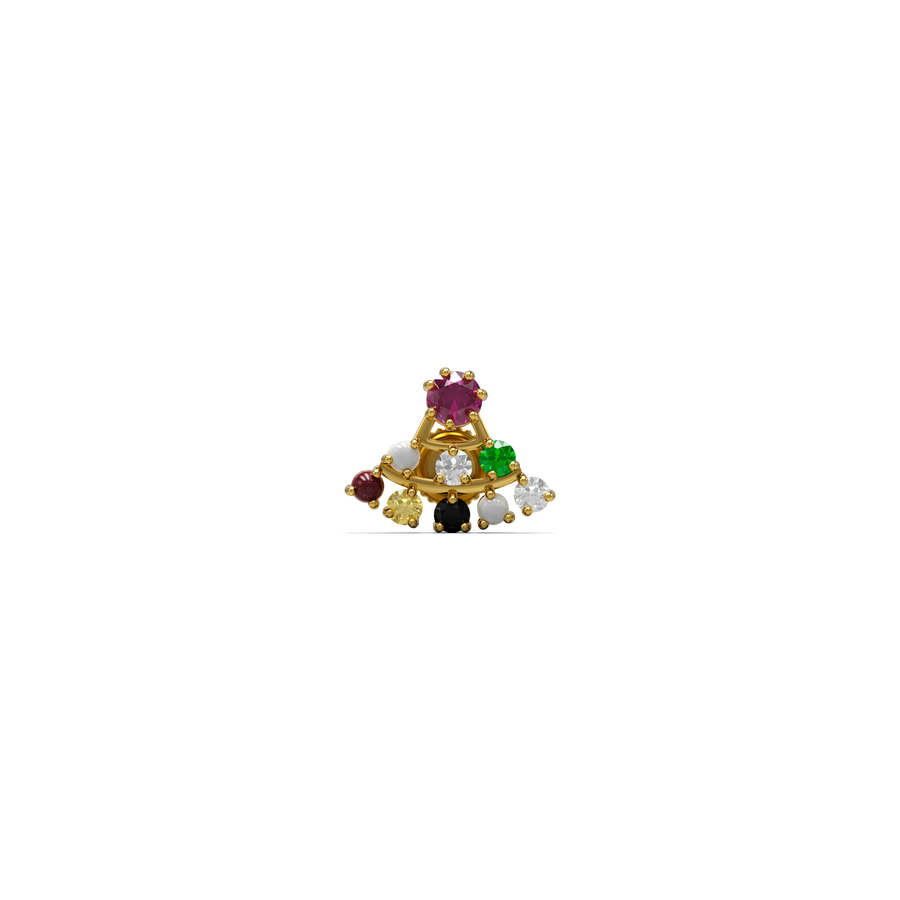 22K Manoa Navaratna Gold Nose Stud