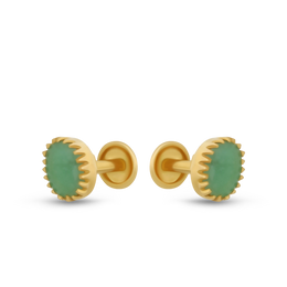 22K Green Emerald Gold Earring