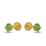22K Green Single Stone Gold Earring