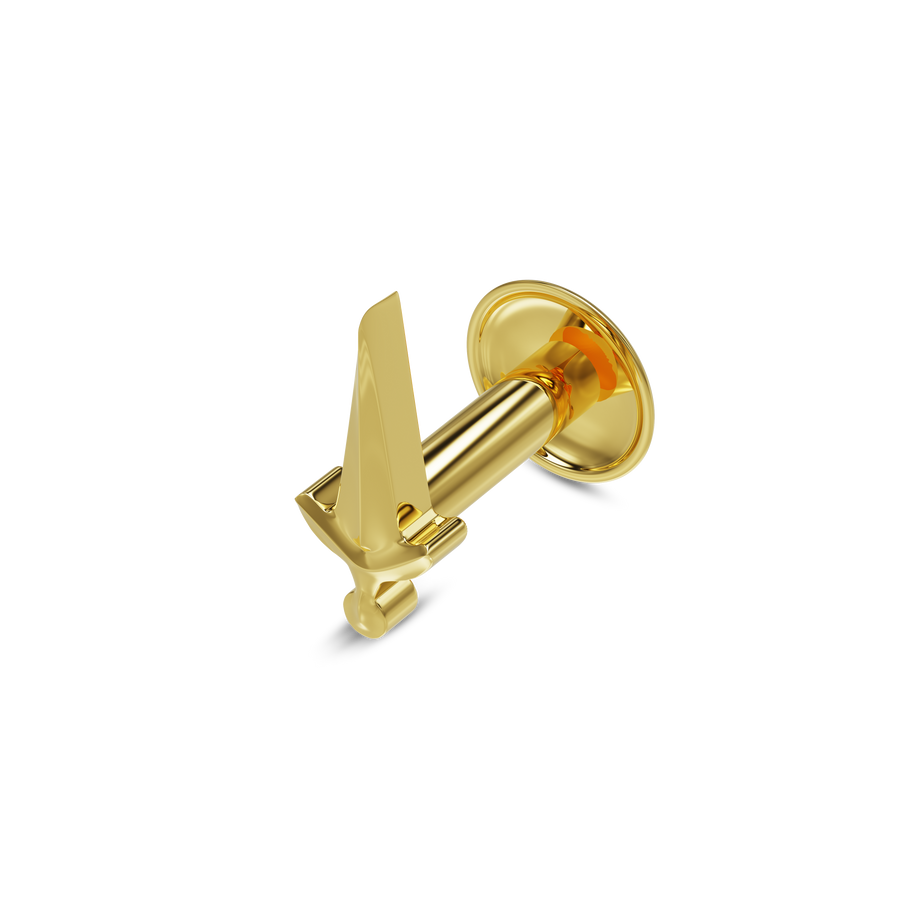 22K Sword Gold Nose Stud