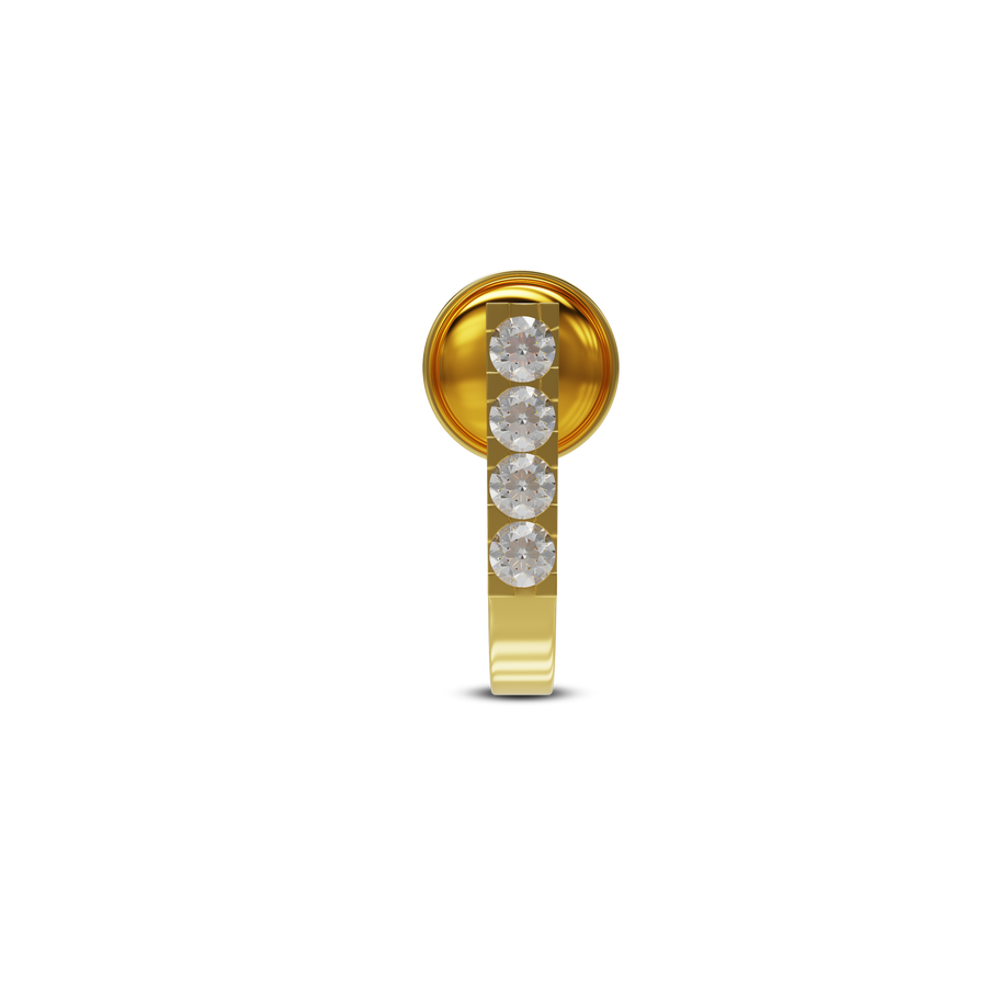 22K Four Stone J Type Nose Pin