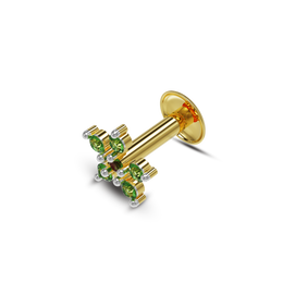 22K Green Stone Gold Nose Stud