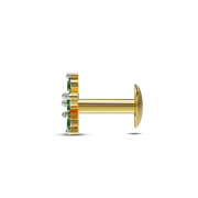 22K Green Stone Gold Nose Stud