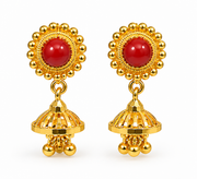 22K Red Dropping Gold Earring