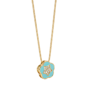 22K Blue Flower Gold Necklace