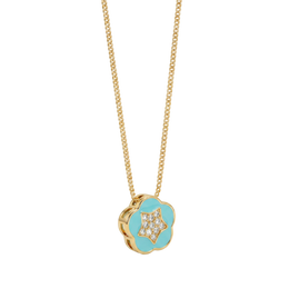22K Blue Flower Gold Necklace