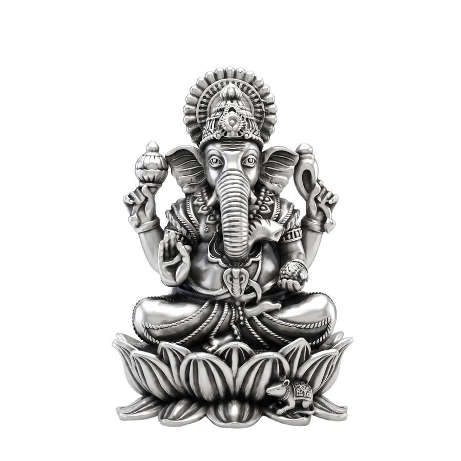 Antique Silver Goddess Ganesha Idol