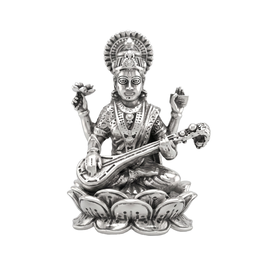 Pure Silver Goddess  Saraswati Idol