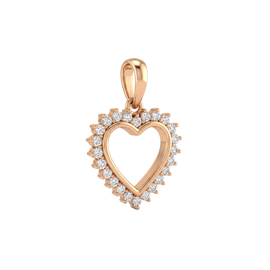 18K Heart Diamond Gold Pendant